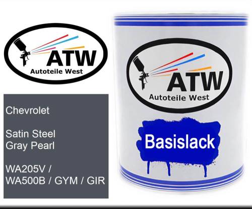 Chevrolet, Satin Steel Gray Pearl, WA205V / WA500B / GYM / GIR: 1L Lackdose, von ATW Autoteile West.